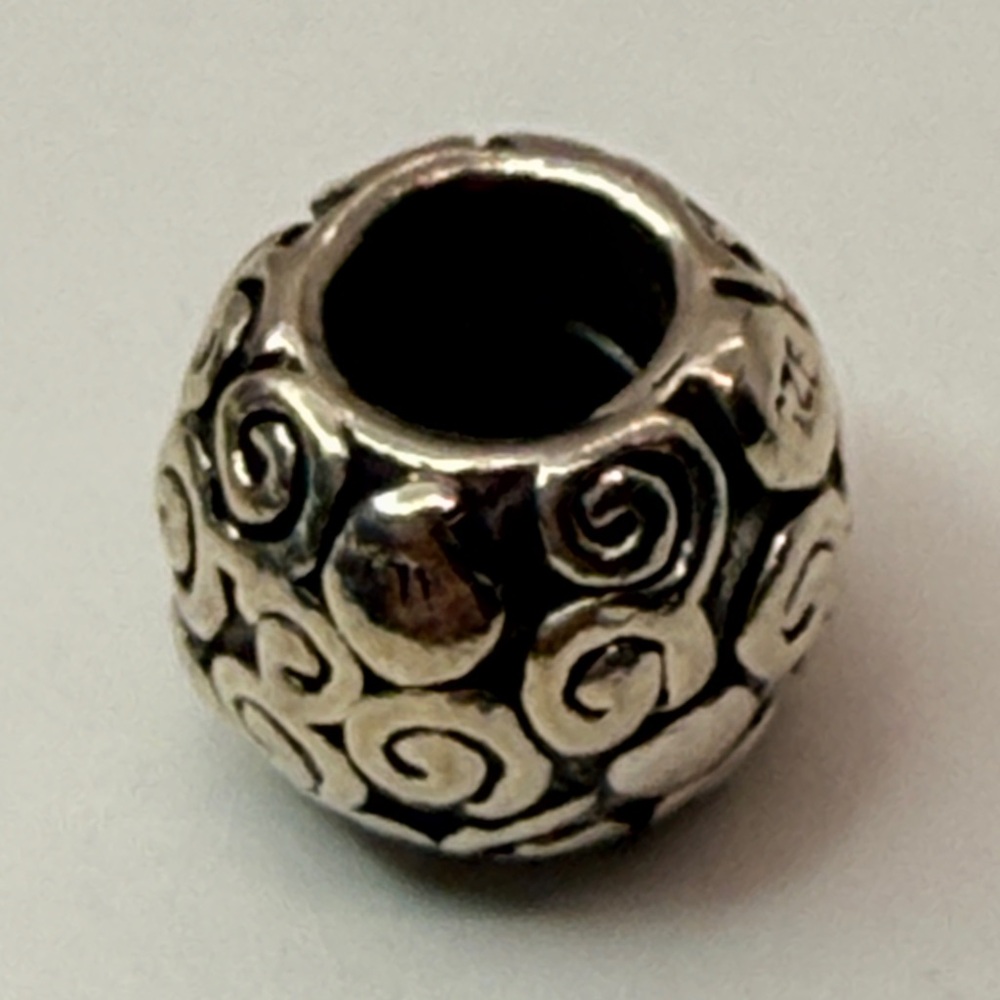 Pandora Retired Scroll Swirl Barrel Charm 925 ALE